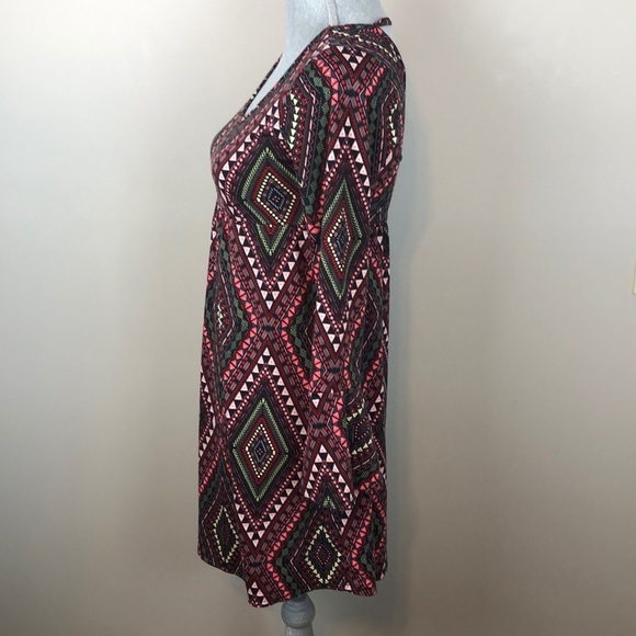 Bongo Retro Print Bell Sleeve Dress w Strap Back Size Small - Picture 7 of 11